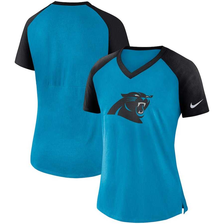 Women Carolina Panthers Nike Top V Neck T-Shirt Blue Black,We sell and wholesale Women Carolina Panthers Nike Top V Neck T-Shirt Blue Black on line form chian!